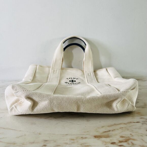 TORY BURCH Mercer Natural Canvas Medium Tote Bag - Picture 6 of 10